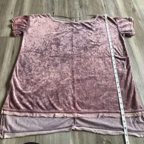 Urban Outfitters We The Free Crushed Velvet Short Sleeve Raw Edge Boho Top small - Picture 10 of 11